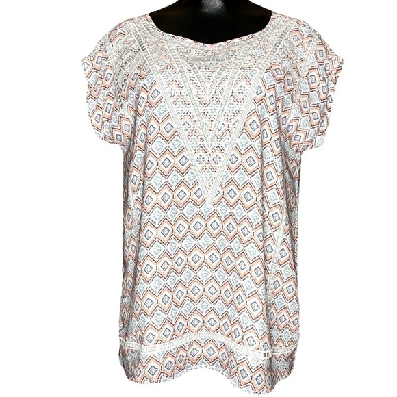 Skies Are Blue | Crochet Detail Cap Sleeve Top M - Picture 1 of 7